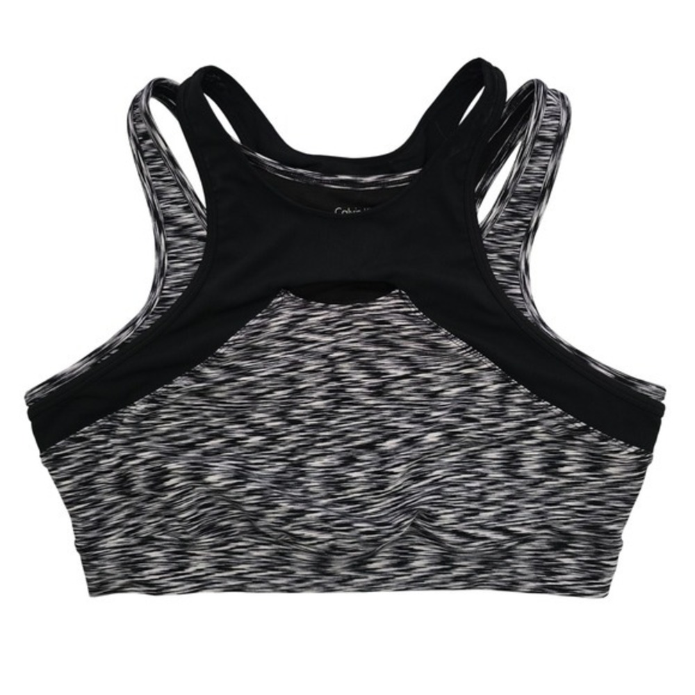 Calvin Klein Performance Black White Space Dye High Neck Bra XL
